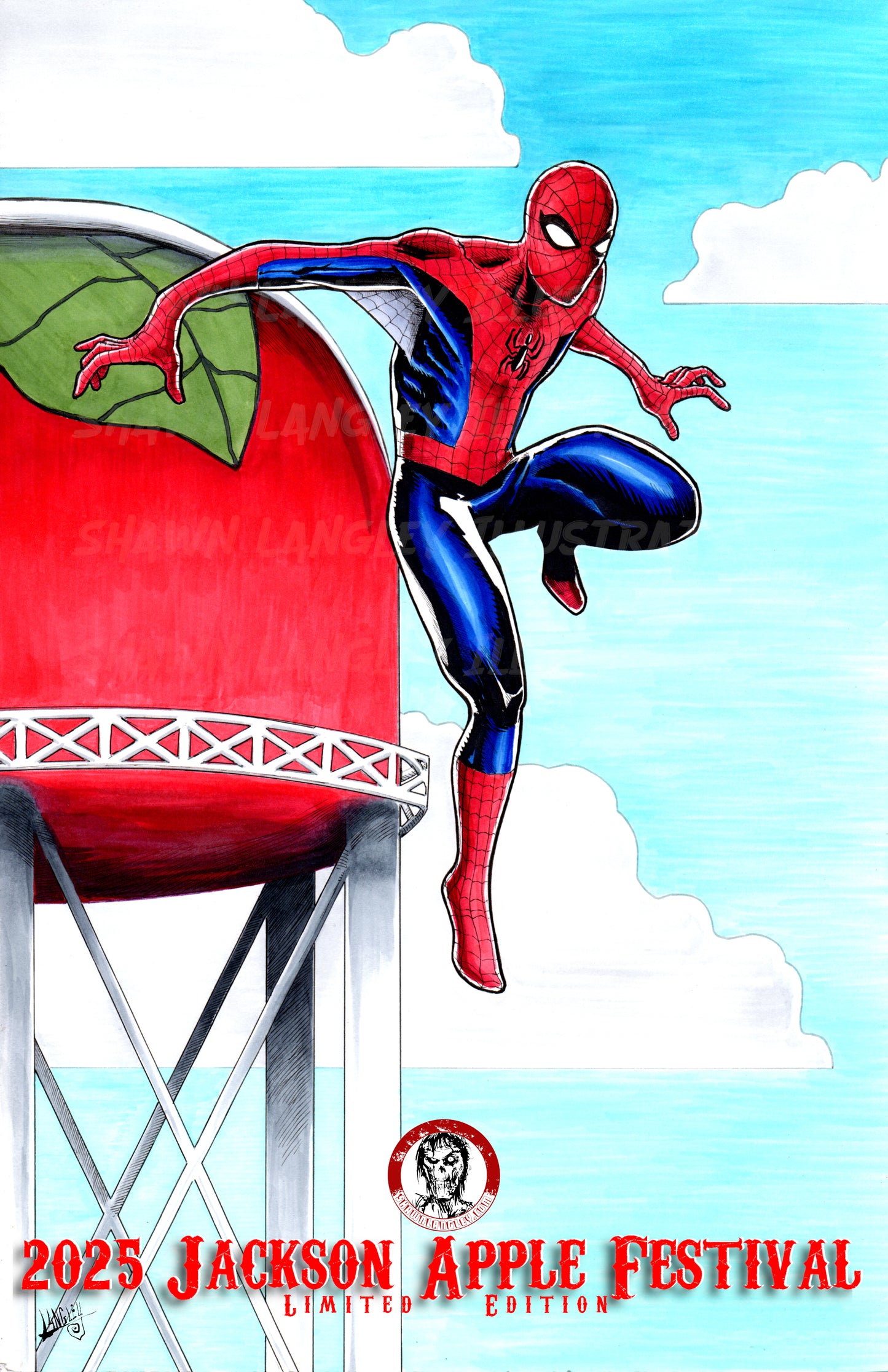 * LIMITED EDITION 2025 Apple Festival Spider-Man Jackson Ohio Apple Tower 11x17" SIGNED Poster Print Marvel Comics (Copy)