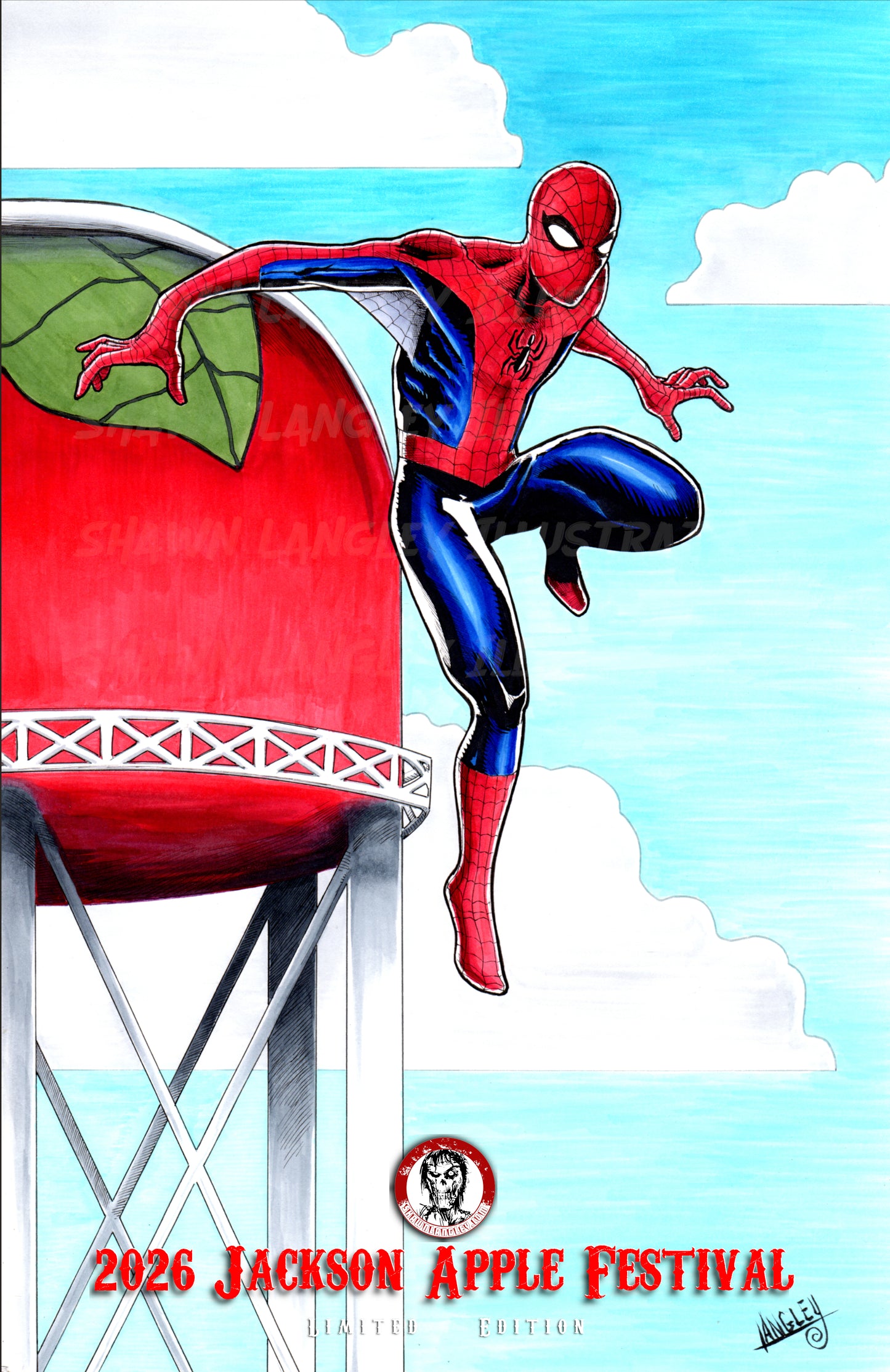 * LIMITED EDITION 2026 Apple Festival Spider-Man Jackson Ohio Apple Tower 11x17" SIGNED Poster Print Marvel Comics (Copy)