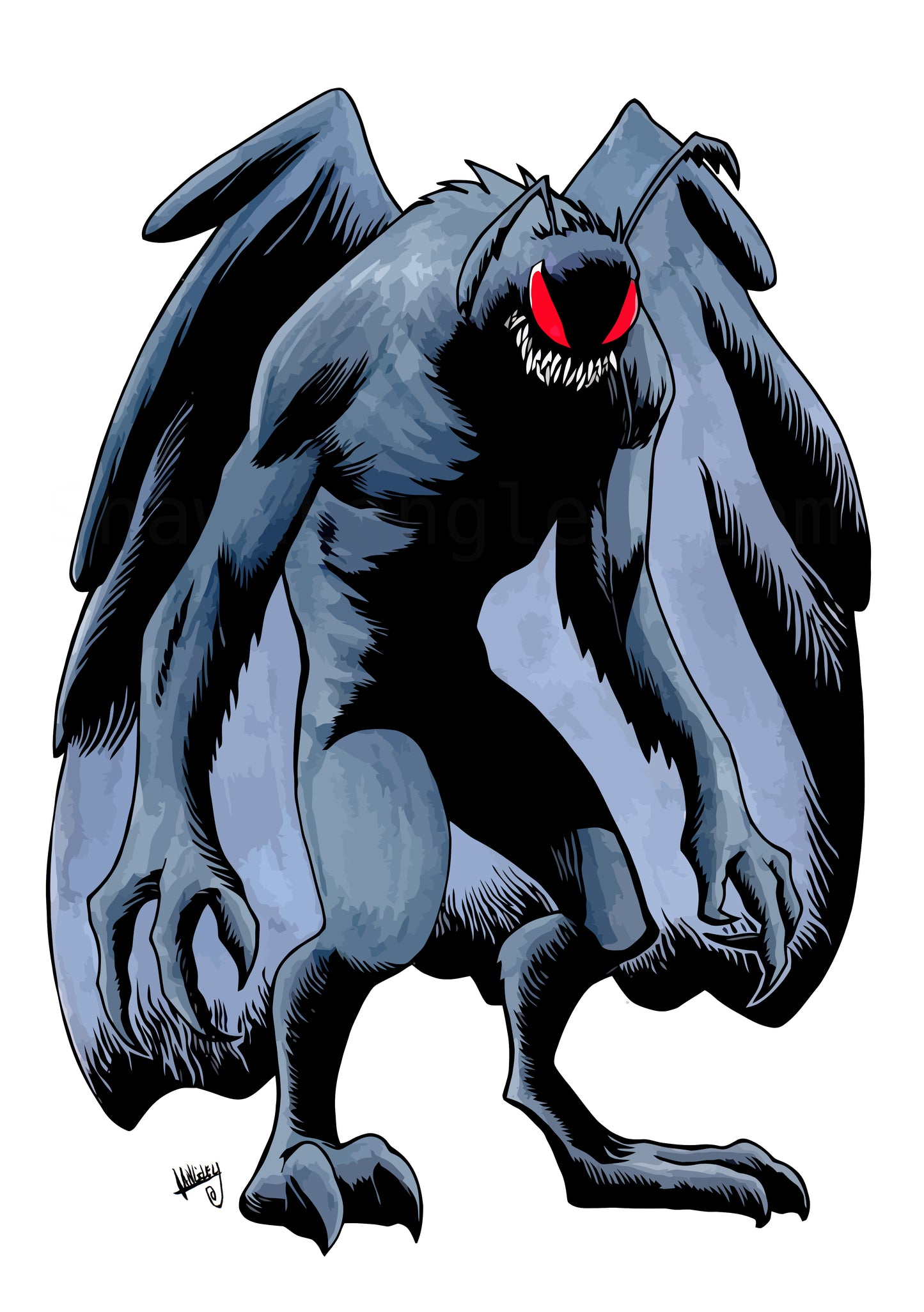Mothman Creepy Toon Version 11x17" SIGNED Poster/Print