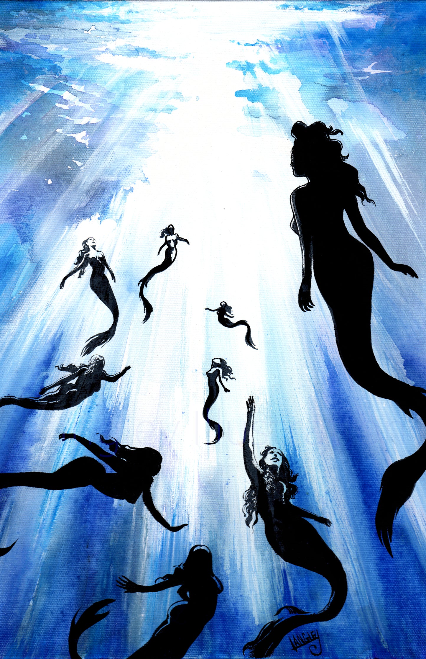 Shadows of the Deep 11x17" SIGNED Fantasy Mermaid Poster Print