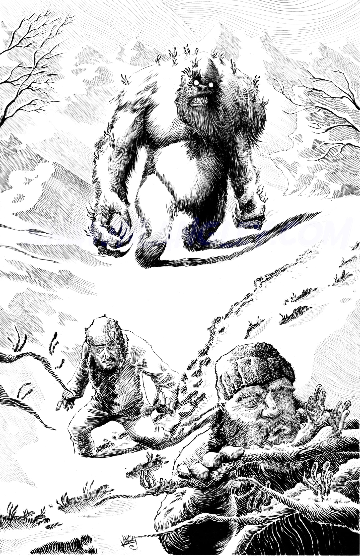 Lovecraftian Yeti 11x17" SIGNED Horror Fantasy Poster Print