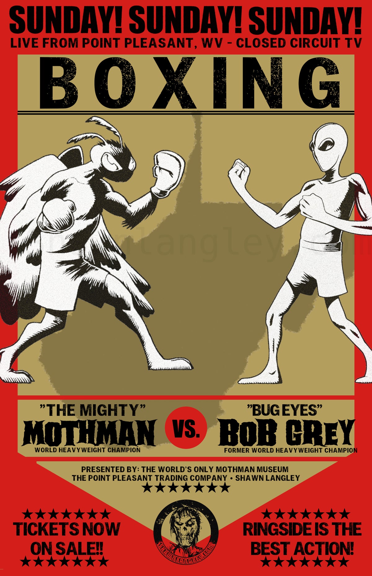 Mothman Vs Alien Boxing Poster SIGNED Poster Print