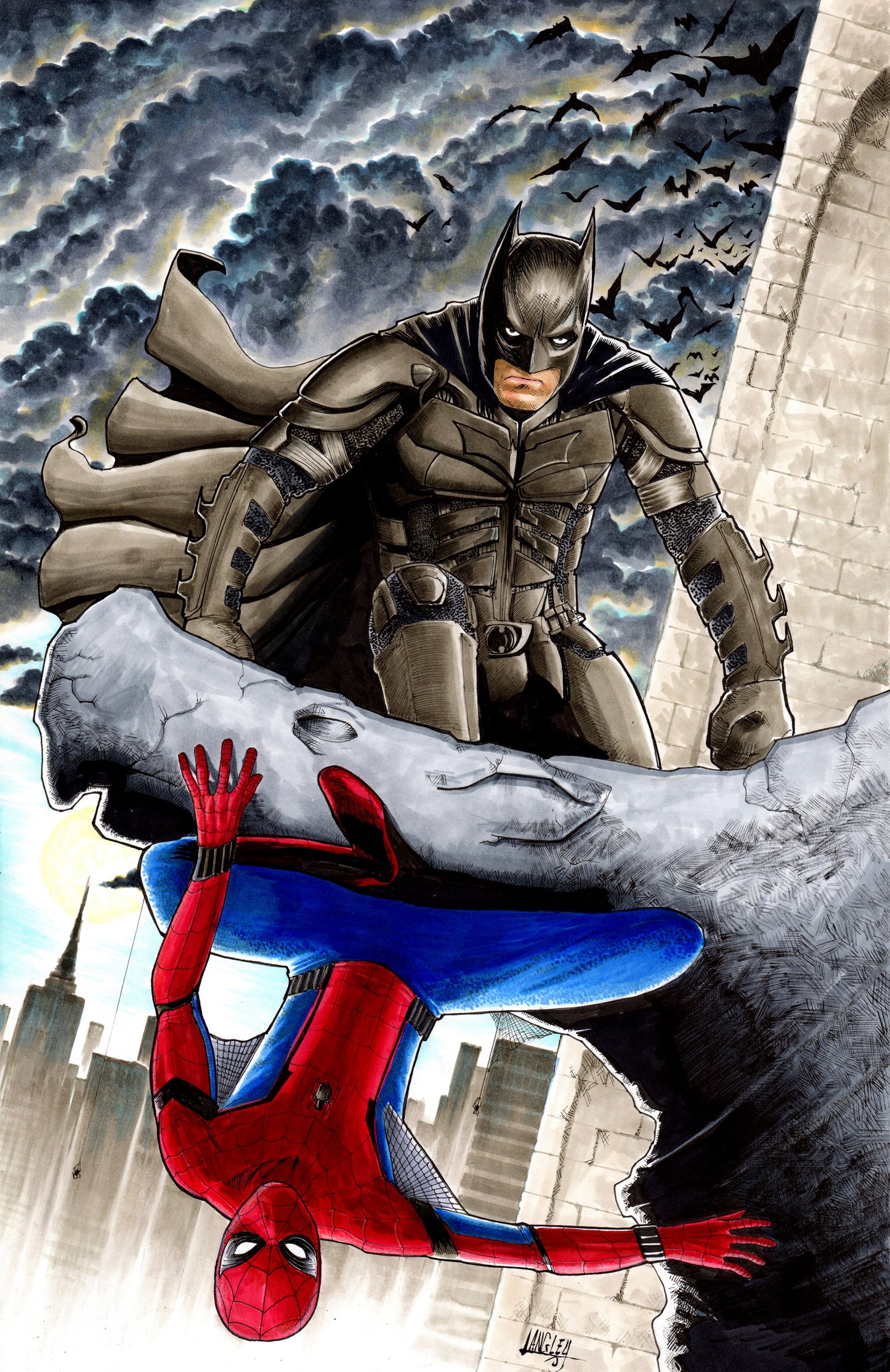 Batman & Spider-Man 11x17" SIGNED Poster Print DC Marvel Comics Fanart
