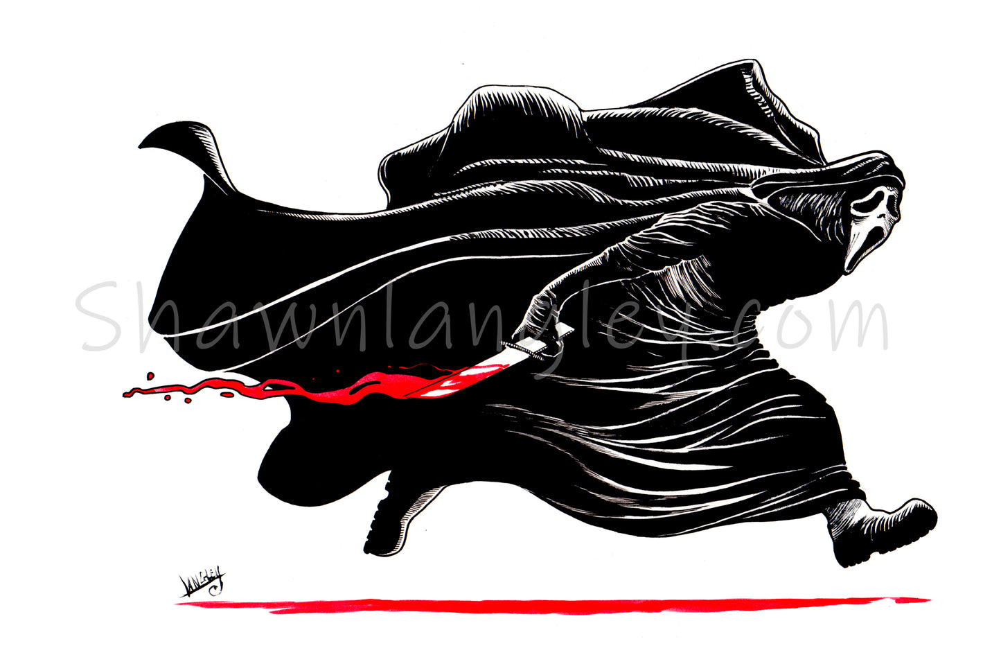 Ghostface, SIGNED 11x17 Scream Horror Art Print