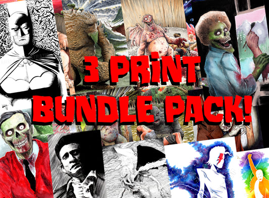 * 3 Print Bundle! 11x17" SIGNED Posters, Horror, Comics,, Fantasy Sci-Fi Art