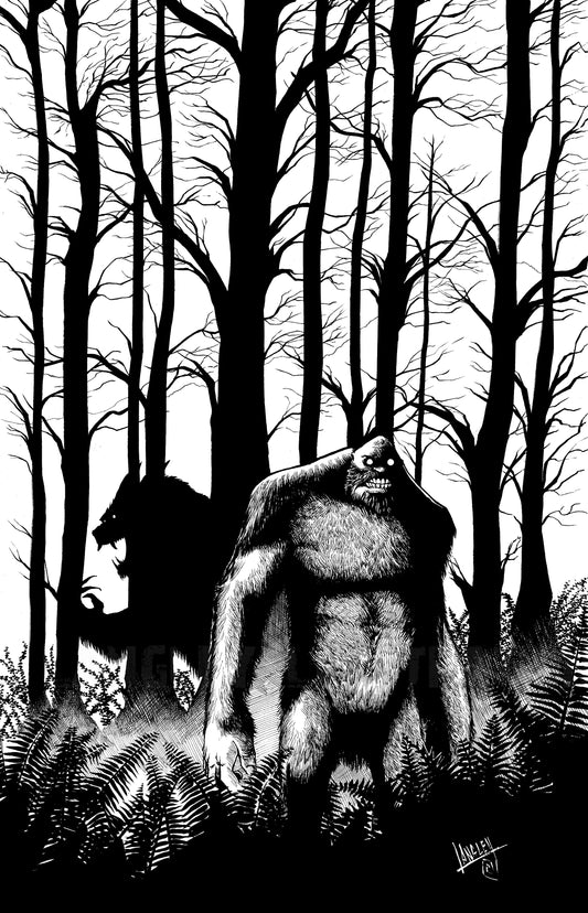 Bigfoot & the Dogman 11x17" SIGNED Poster/Print