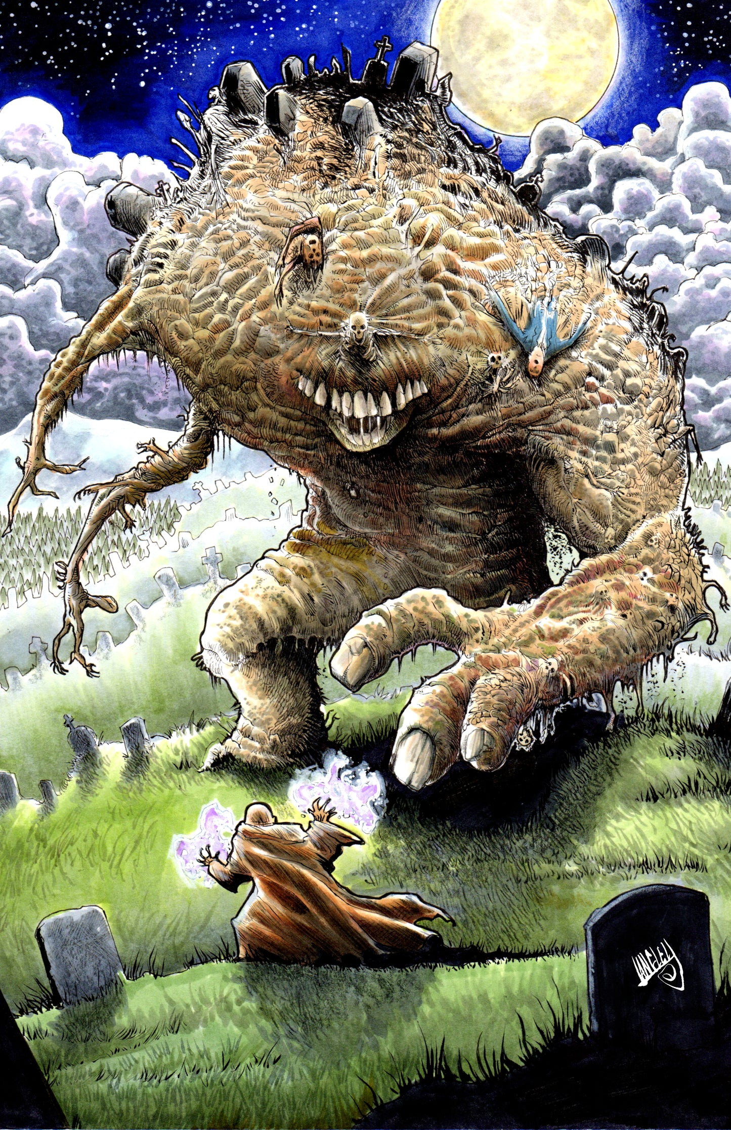 The Grave Golem 11x17" SIGNED Horror Gothic Poster Print