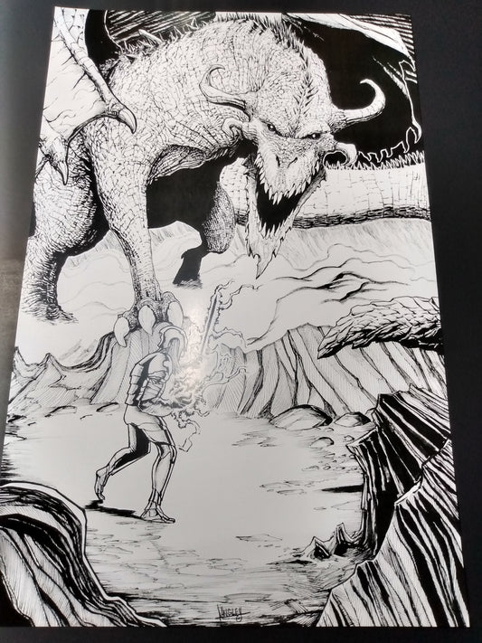 A Knight's Fate (Black & White) 11x17" SIGNED Fantasy Poster Print