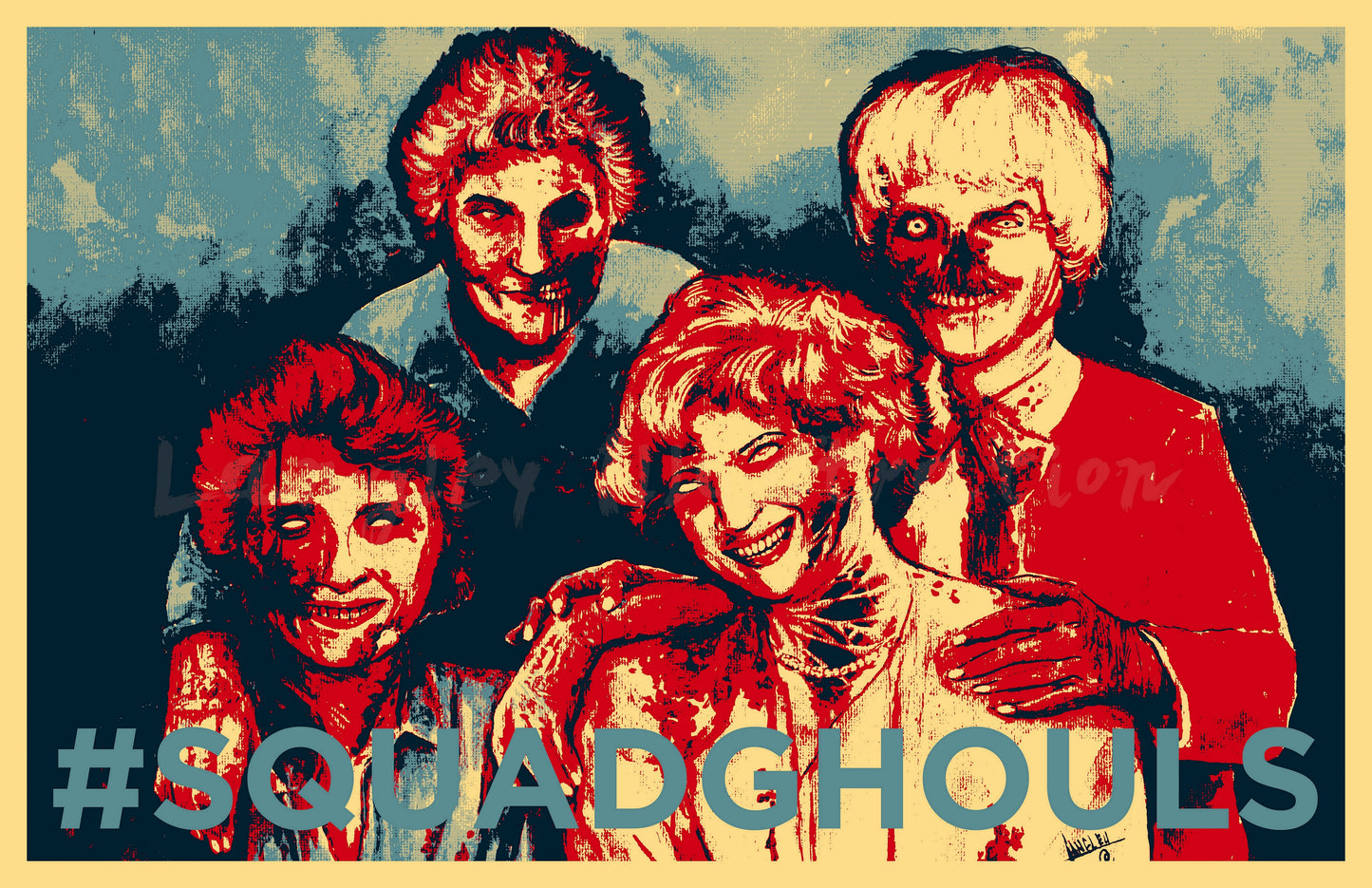 Squad Ghouls Tri-Color Pop Art 11x17" SIGNED Horror Parody Poster Print
