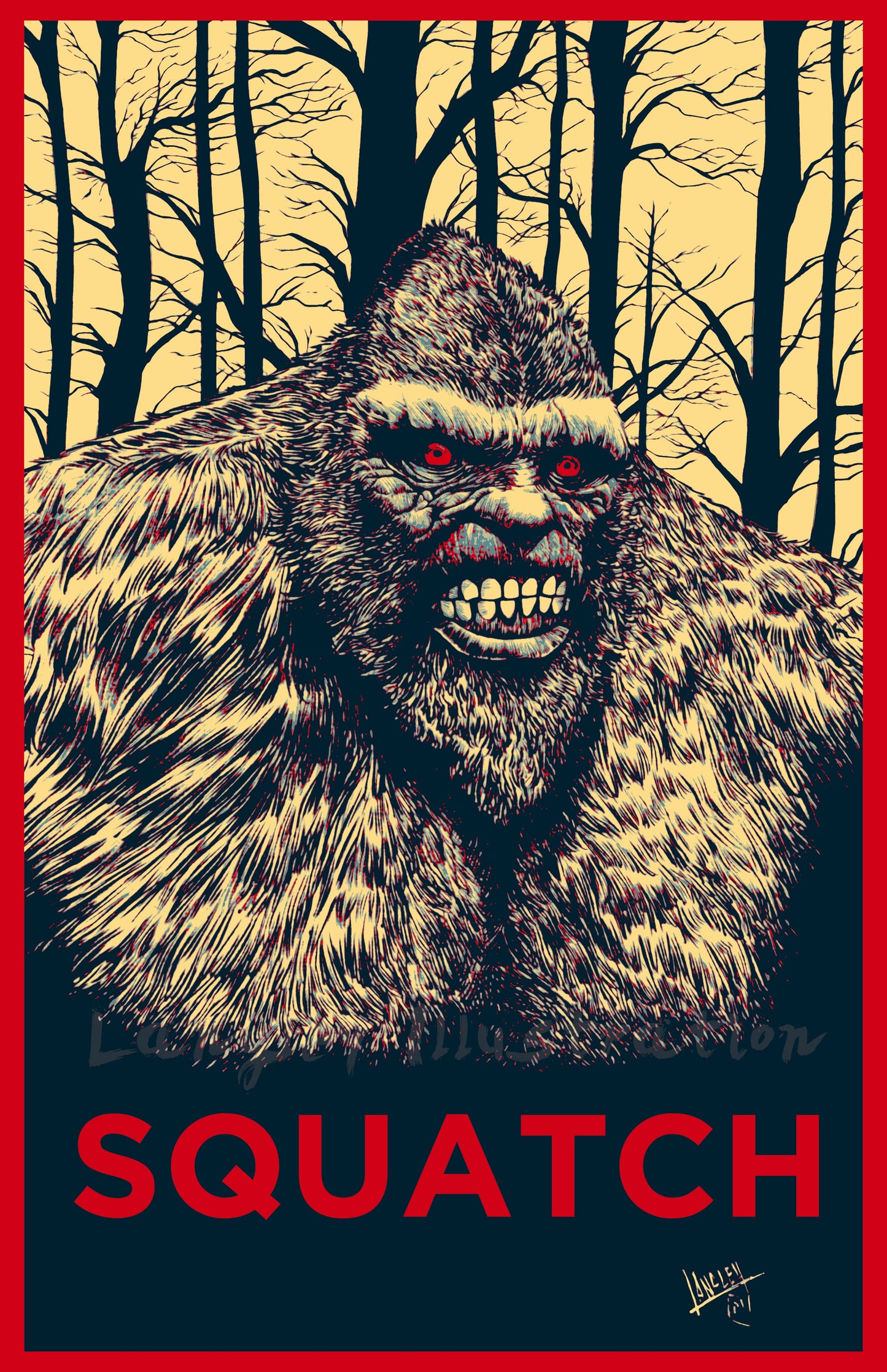 Squatch 11x17" Tri-Color Pop Art SIGNED Poster/Print