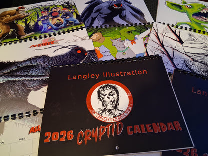 * 2026 Official SIGNED Cryptid Calendar- Langley Illustration