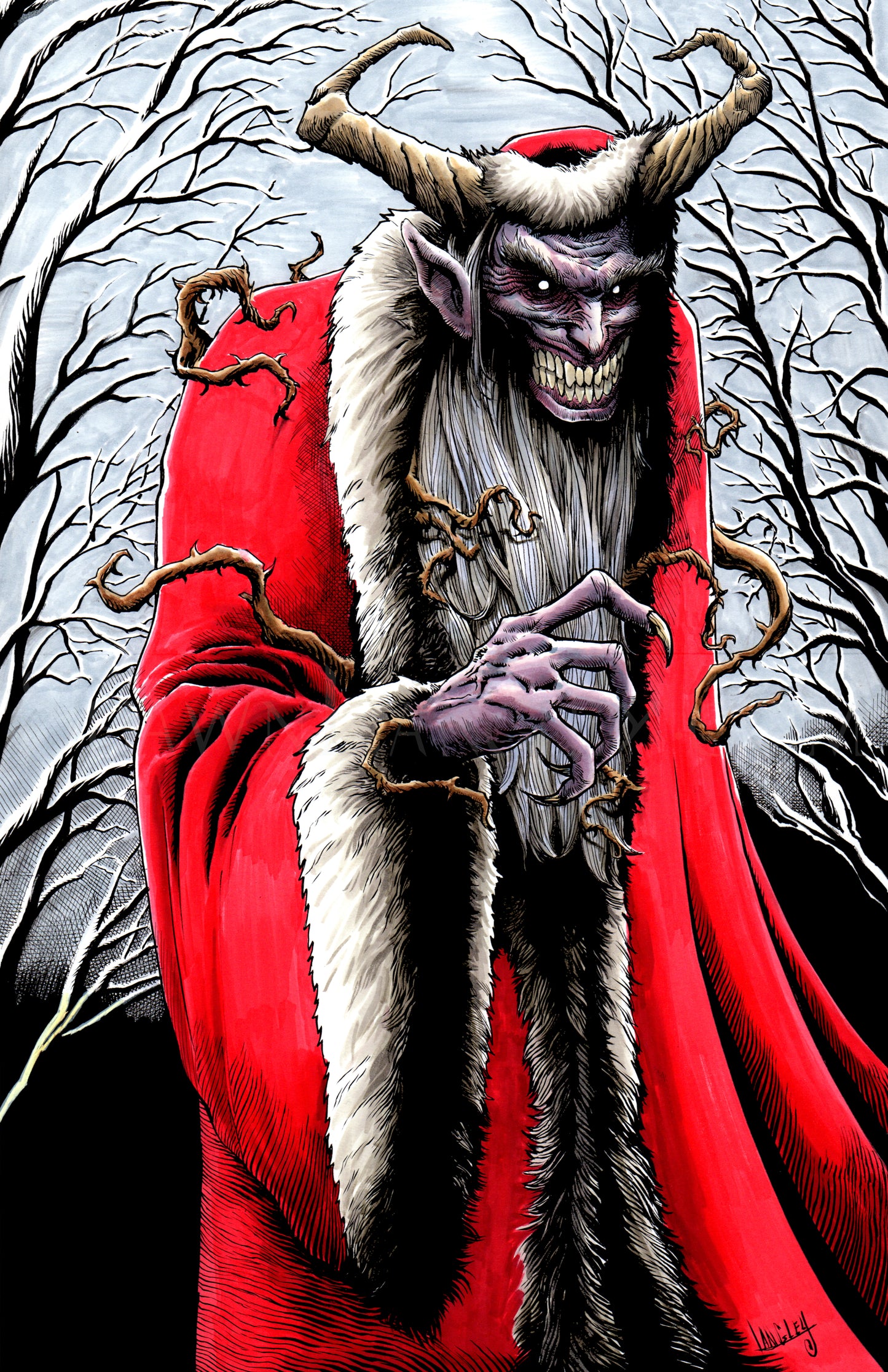 * Krampus 11x17" Christmas Holiday Horror SIGNED Poster Print