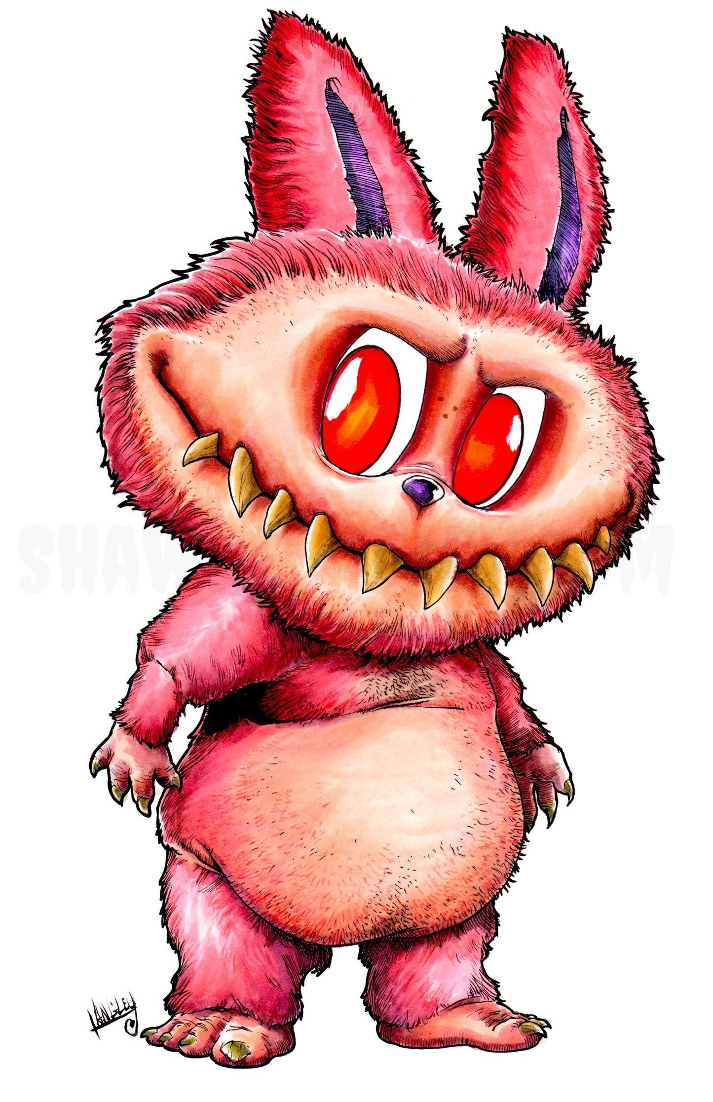 Evil Labubu 11x17" SIGNED Horror Creepy Fanart Parody