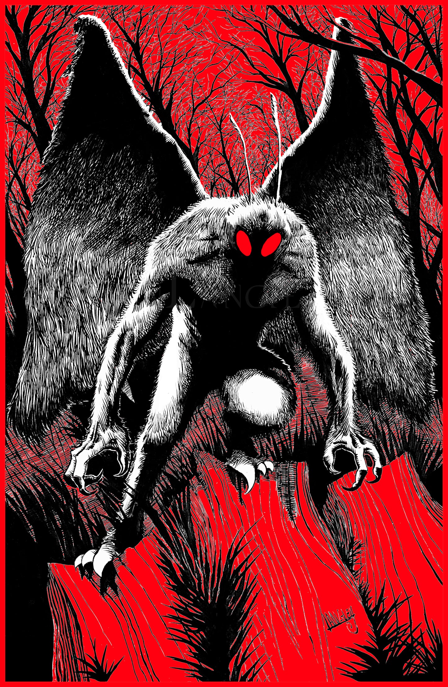 * Mothman Red Holofoil 11x17" SIGNED Poster/Print