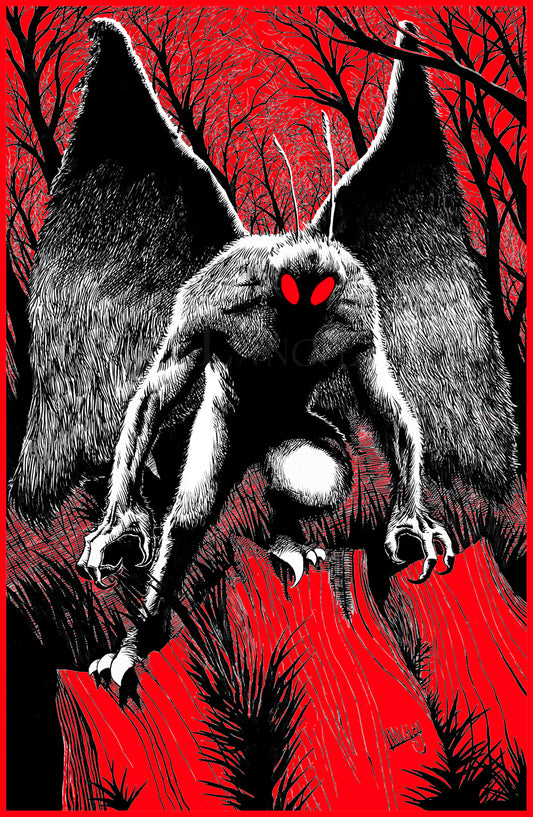 * Mothman Red Holofoil 11x17" SIGNED Poster/Print