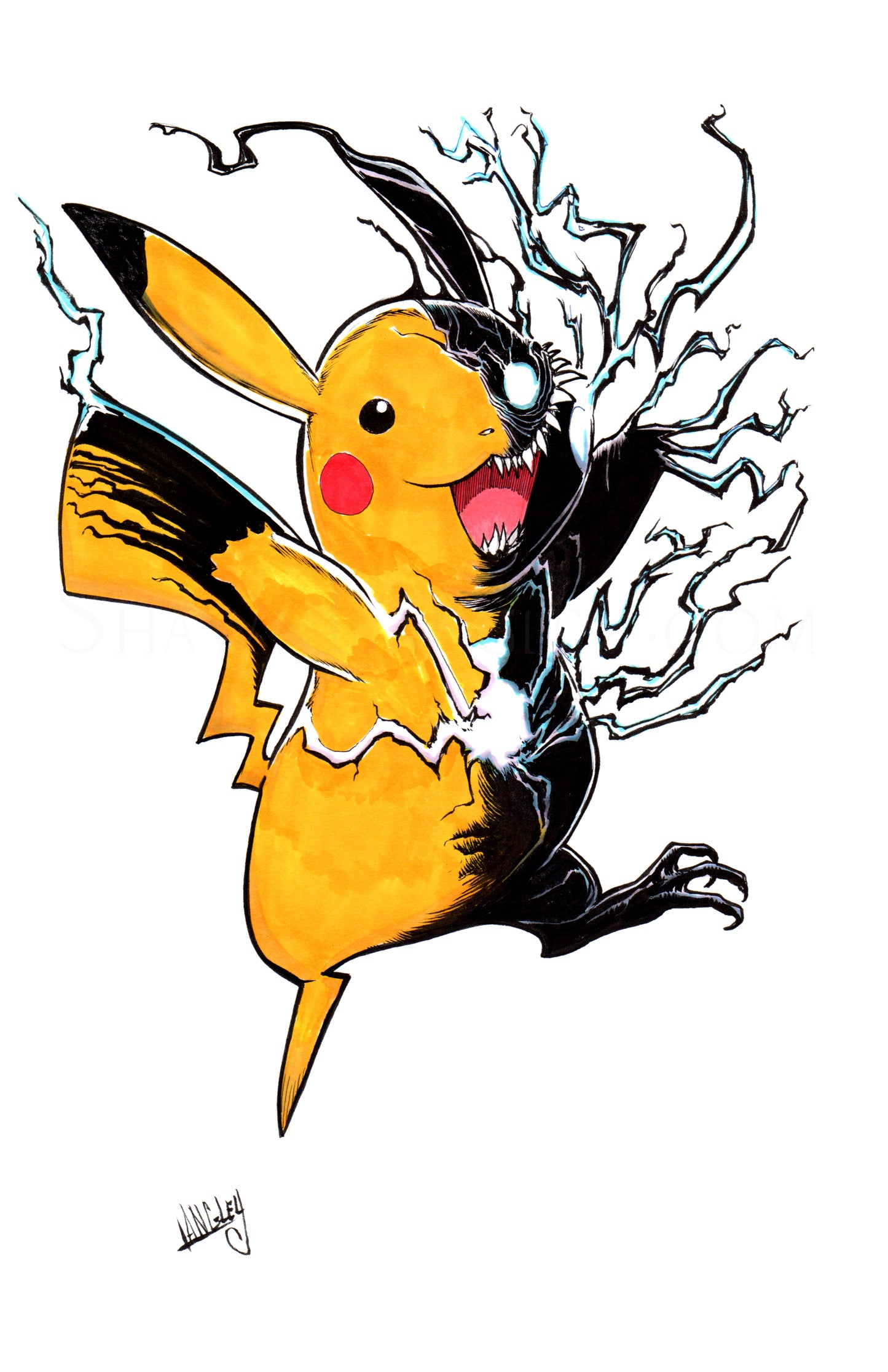 Pikachu Venom Mashup 11x17" SIGNED Pokemon Poster Print Fanart Parody