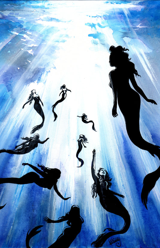 Shadows of the Deep 11x17" SIGNED Fantasy Mermaid Poster Print