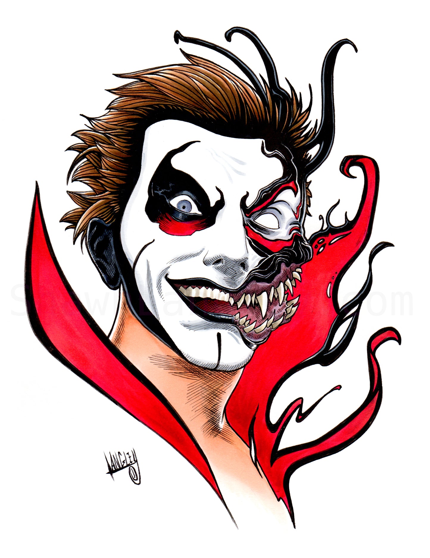 Danhausen Venom Mashup, 9x12" ORIGINAL Artwork