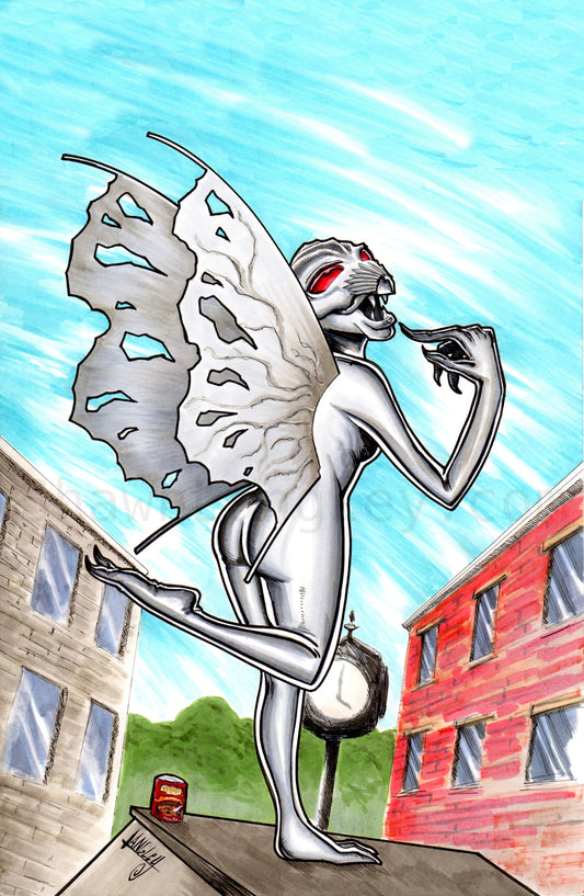 Sexy Mothman Statue 11x17" SIGNED Poster Print
