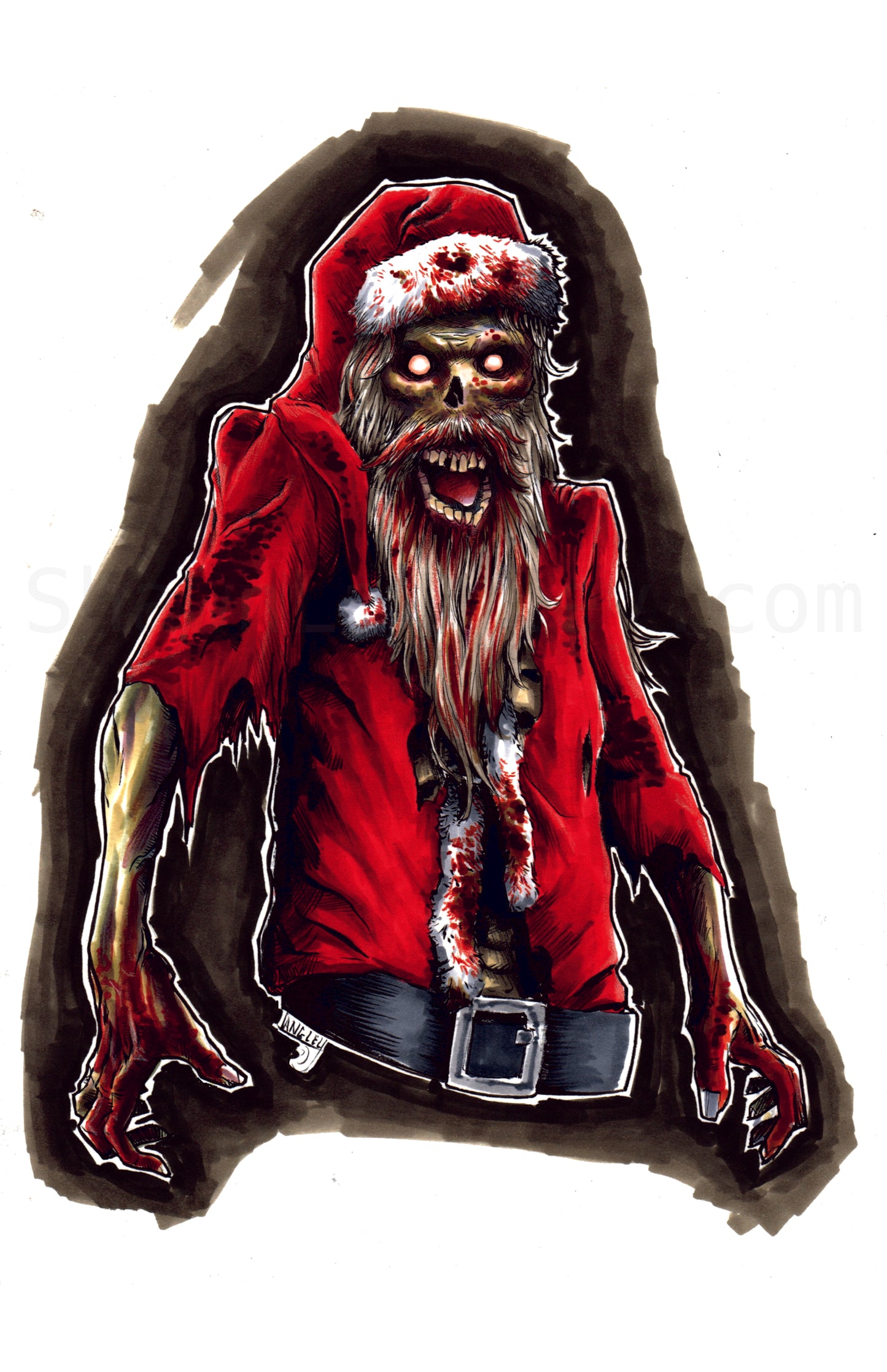 Zombie Santa Claus 11x17" SIGNED Poster/Print Christmas Horror Art