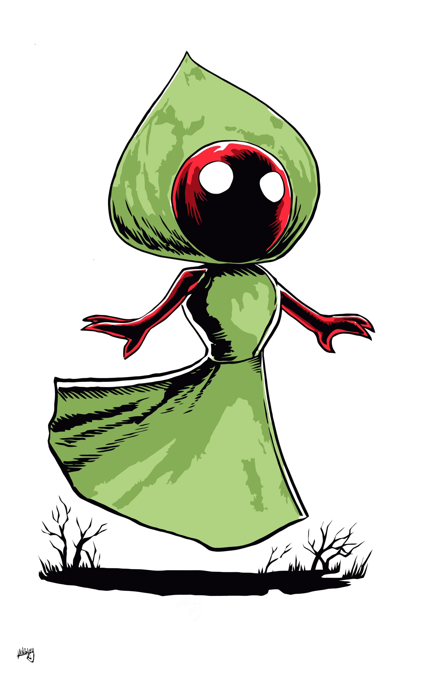 Flatwoods Monster Cartoony 11x17" SIGNED Chibi Cryptid Poster/Print