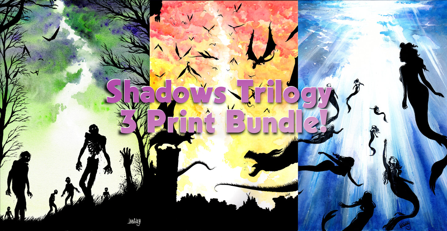 Shadows Trilogy Bundle! 11x17" SIGNED Posters, Horror, Comics,, Fantasy Sci-Fi Art