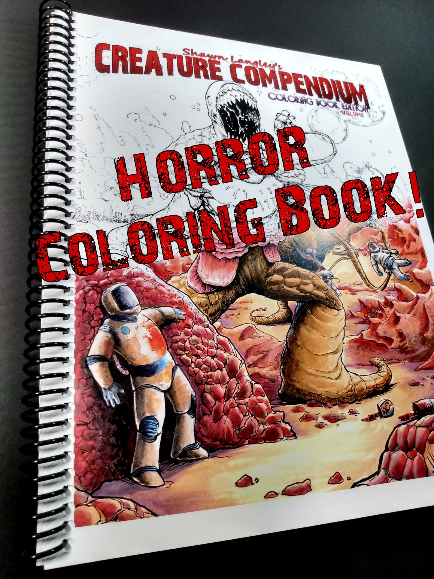 SIGNED Horror Coloring Book, "Shawn Langley's Creature Compendium" Vol. 1