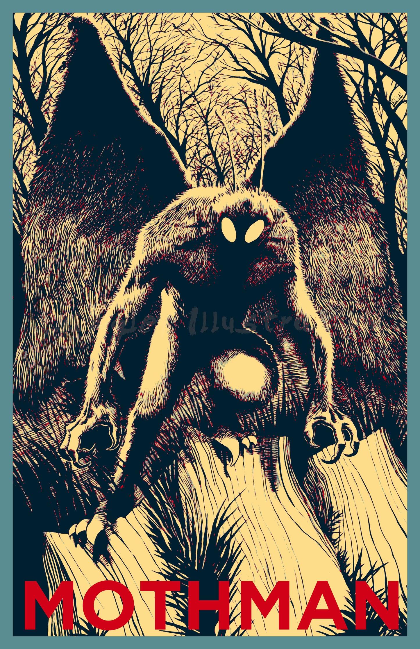 Mothman Tri-Color 11x17" SIGNED Poster/Print