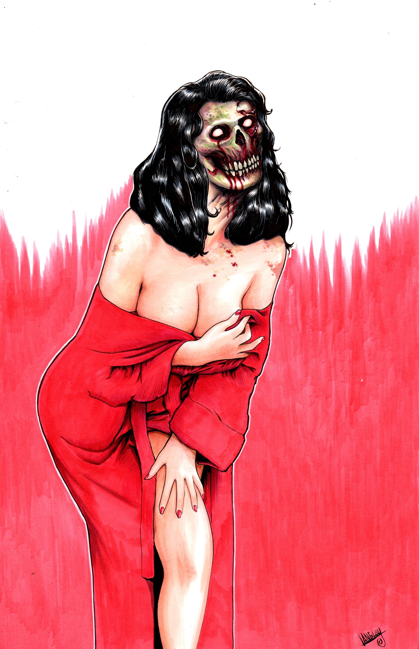 Zombie Pinup 11x16" ORIGINAL Artwork